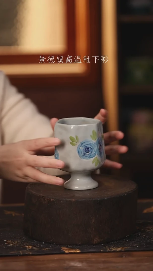 陶瓷景德镇高温釉下手绘陶瓷@L168@