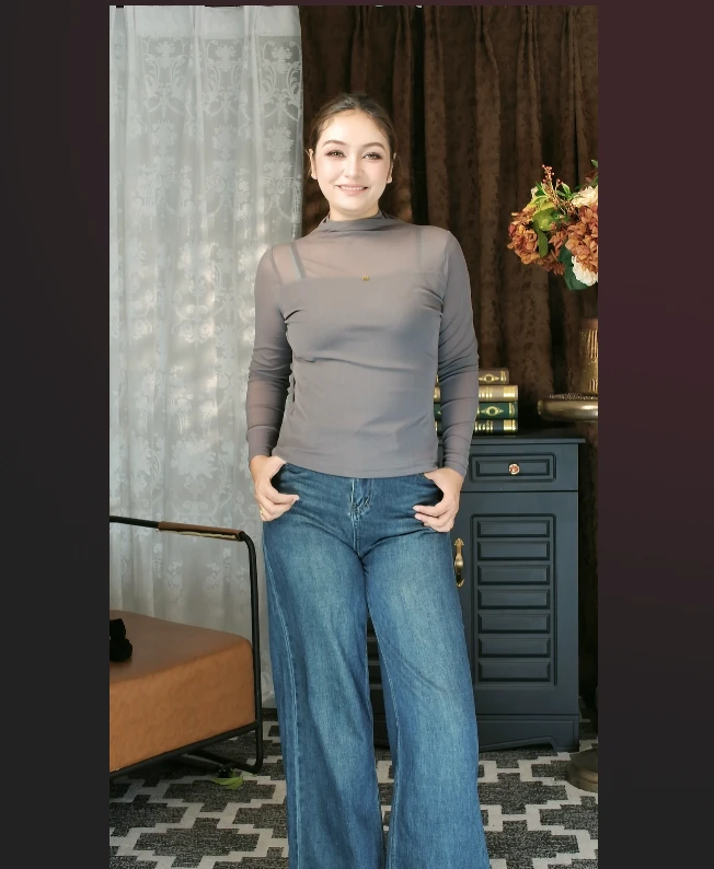 【玉儿服饰】6562秋季新款时尚网纱打底衫长袖