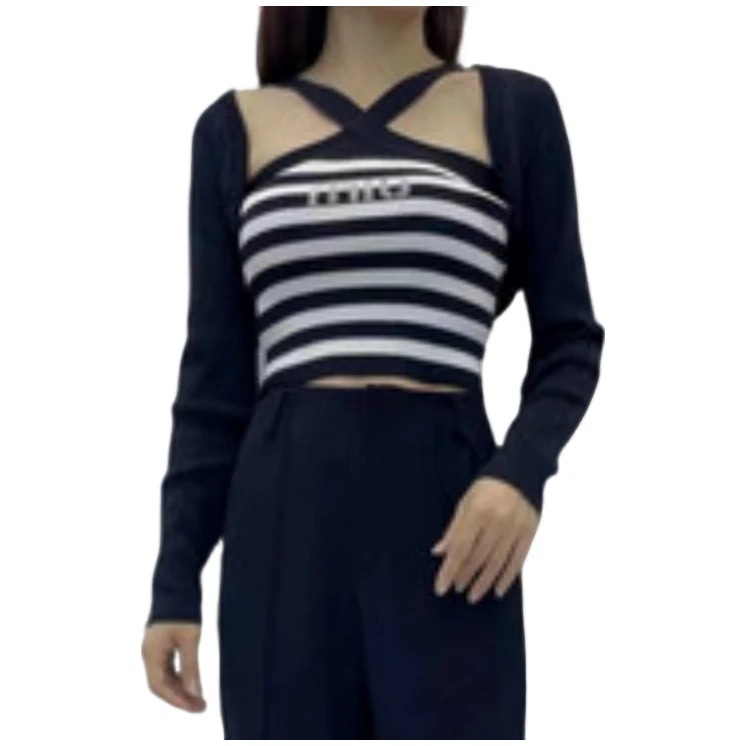 【小依专享】X1336067B女士简约线衣-6067黑色上衣针织衫秋季长袖