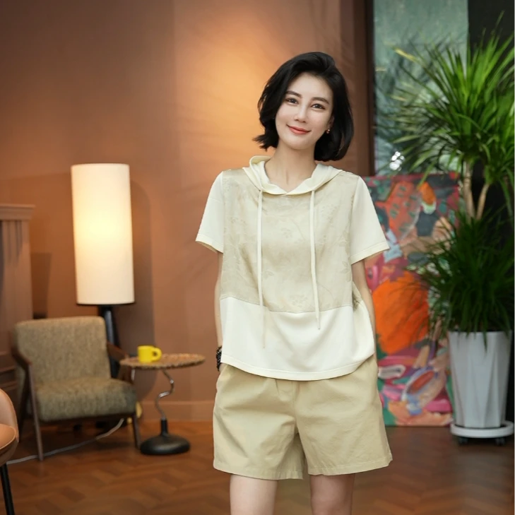 Syan【冰川】2025夏季新款绿色时尚休闲百搭气质设计短袖