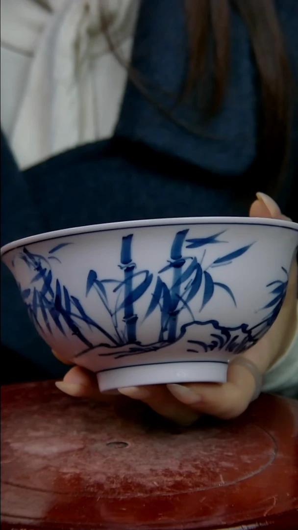 摆件陶稀土竹子米饭碗