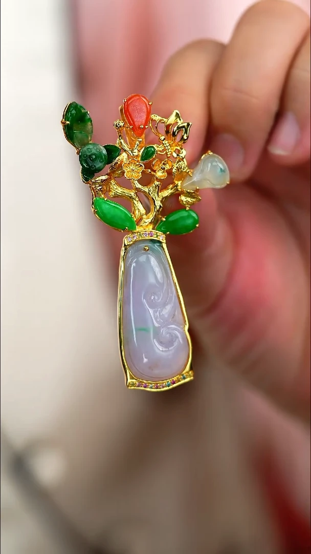 吊坠(不含链)银S925镶嵌翡翠新款