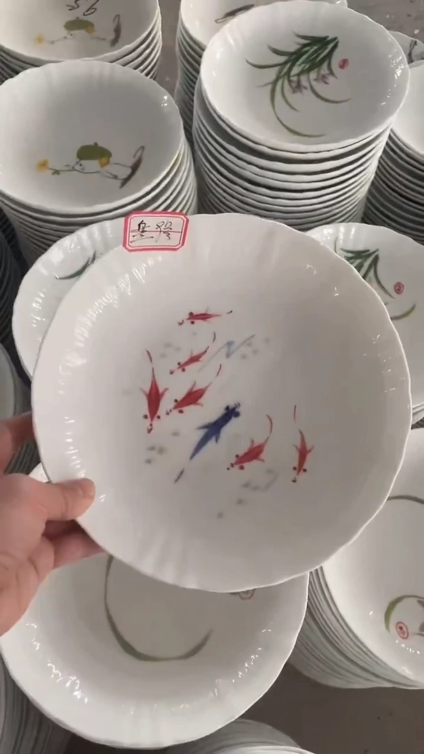 盘促销款两只装手绘釉下高温白瓷盘P9