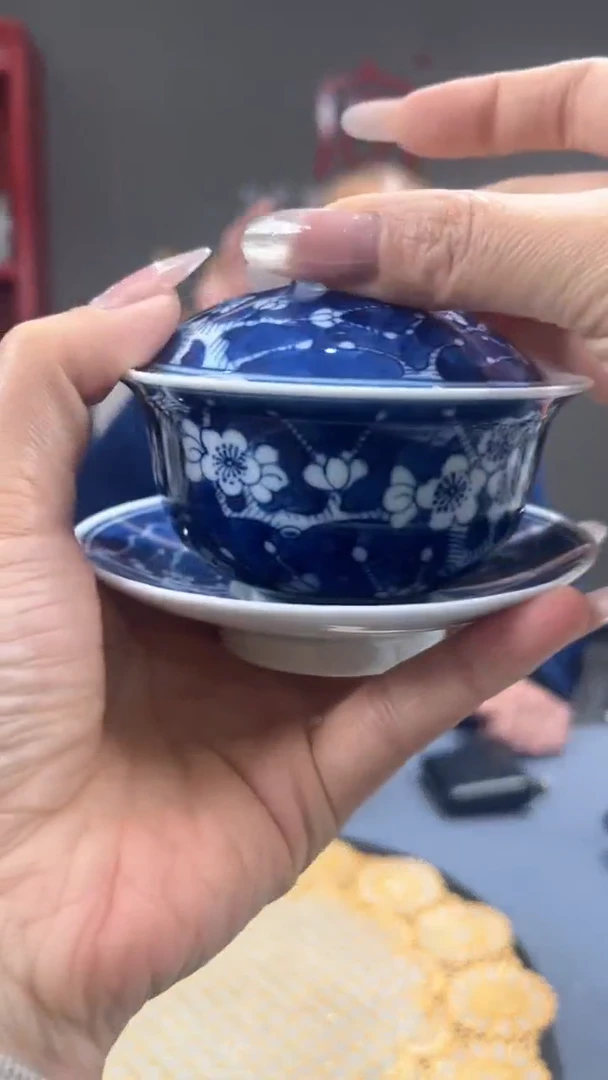 【闪购商品】官窑瓷画院337官窑瓷画院冰梅三才盖碗