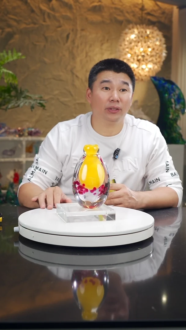 摆件叶*福利设计款黄瓷小花瓶