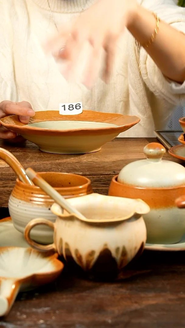 盘高颜值粗陶餐具限时抢购