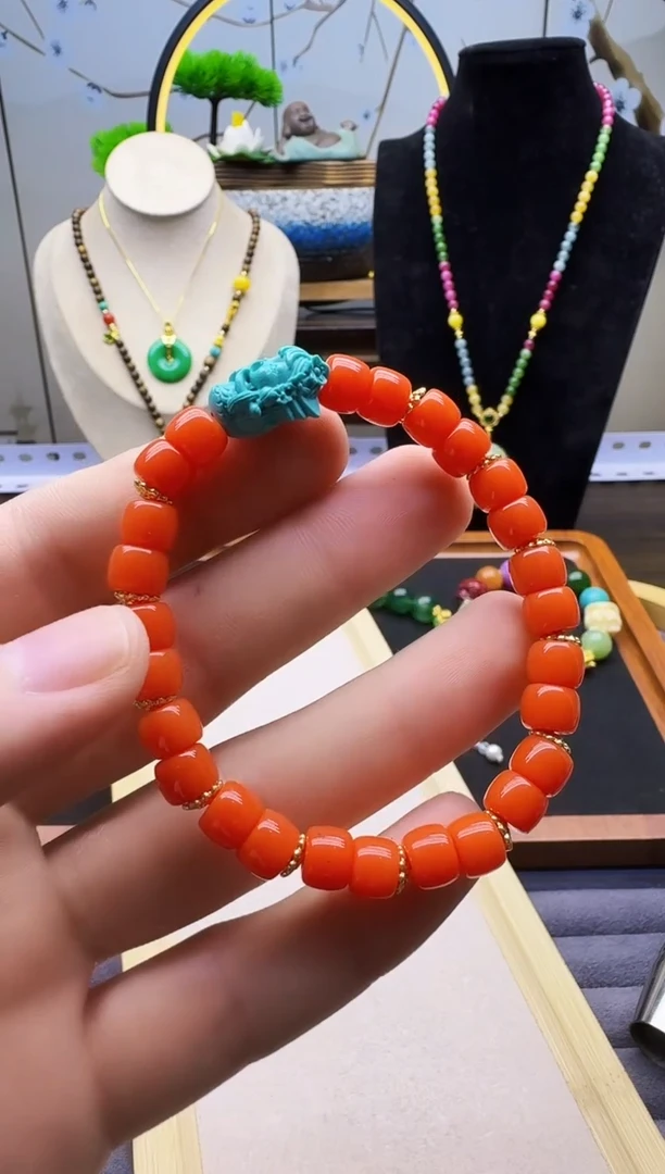 玛瑙/玉髓手链14K金镶嵌S187