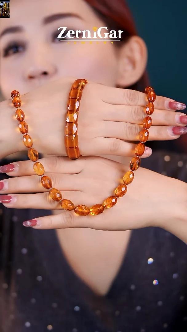 【闪购商品】琥珀颈饰未镶嵌天然琥珀两件套