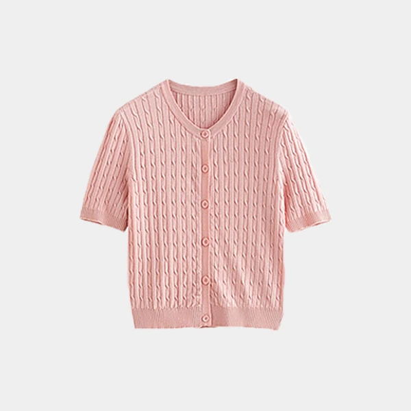 25n春季新款设计纯色圆领套头衫针织衫（51A080252）