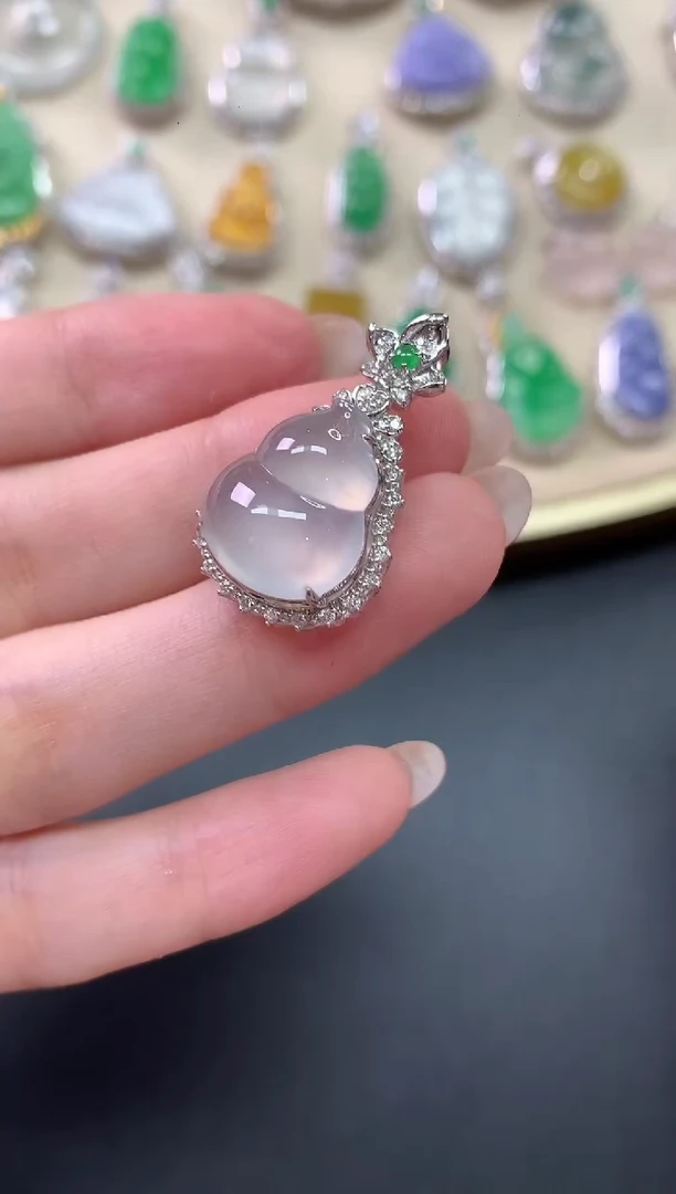 翡翠18K金镶嵌吊坠(不含链)Y594|9800