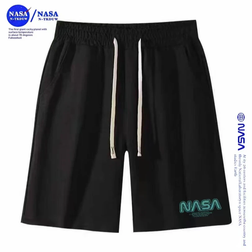 NASA联名华夫格夏季宽松百搭透气男士五分运动沙滩短裤6