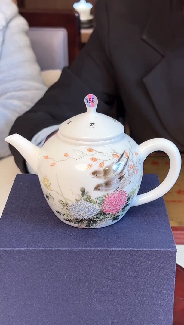【闪购商品】壶景德镇陶瓷粉彩花鸟茶壶156