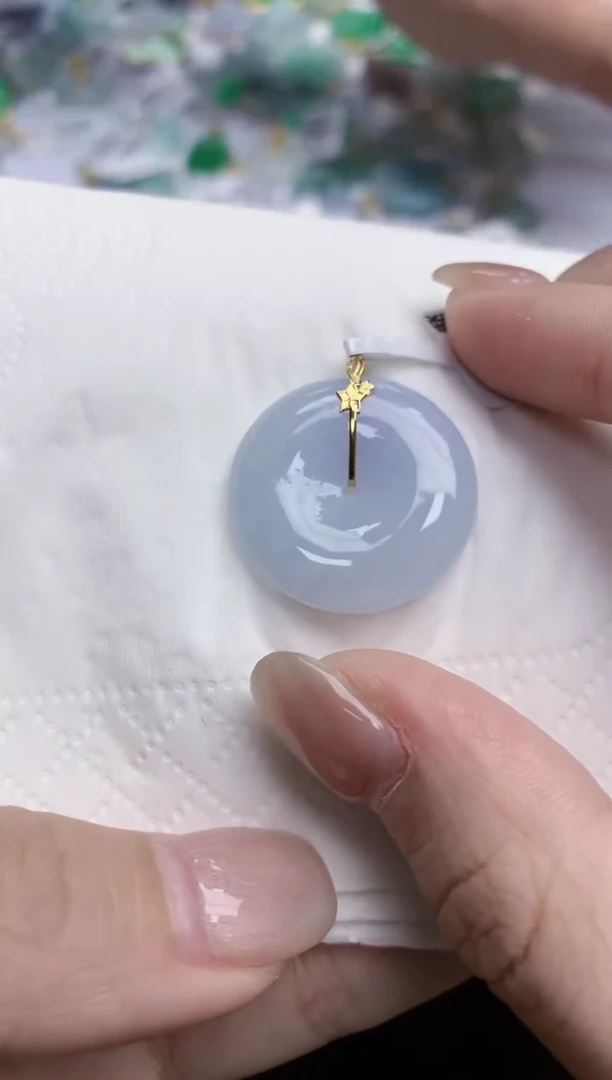 【闪购商品】翡翠颈饰18K金镶嵌天然缅甸翡翠A货