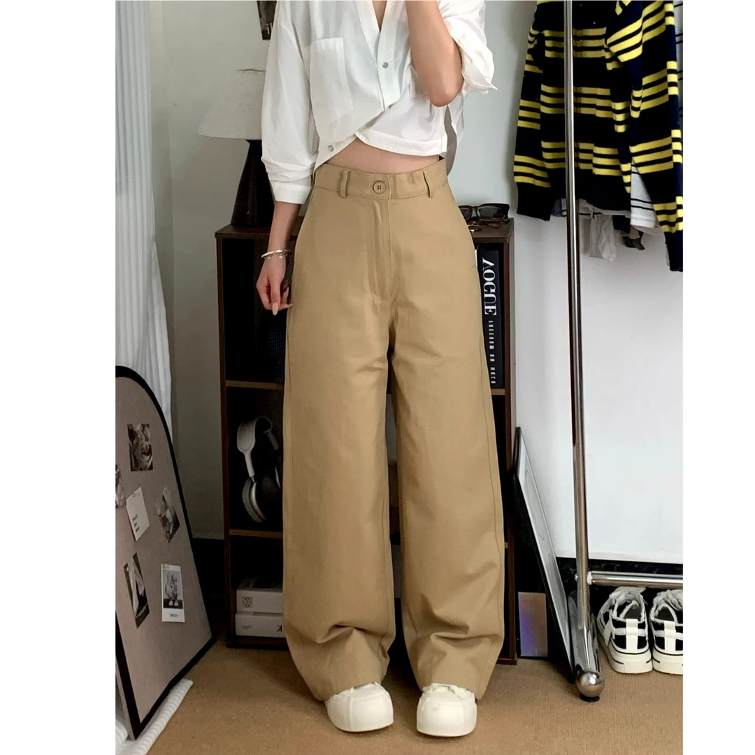 1米5小个子休闲西装裤女春秋百搭高腰宽松显瘦阔腿直筒裤拖地长裤