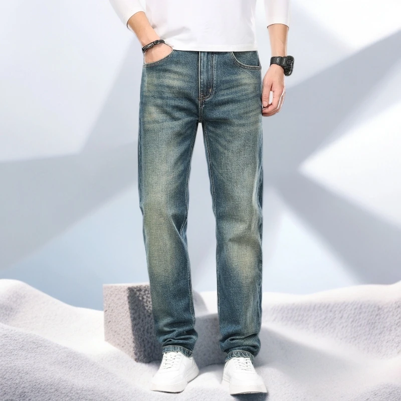 宾斯洛特时尚休闲牛仔裤男直筒宽松新款春秋款水洗品质长裤子秋季