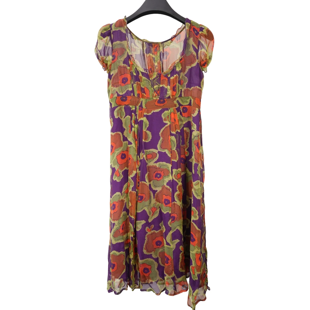 柏总衣橱 | 圆领肩袖花纹连衣裙 MS040