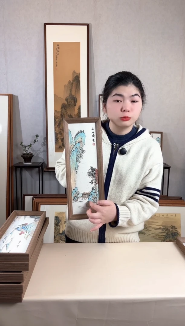 【闪购商品】国画手绘*山水清音*15*42cm摆台