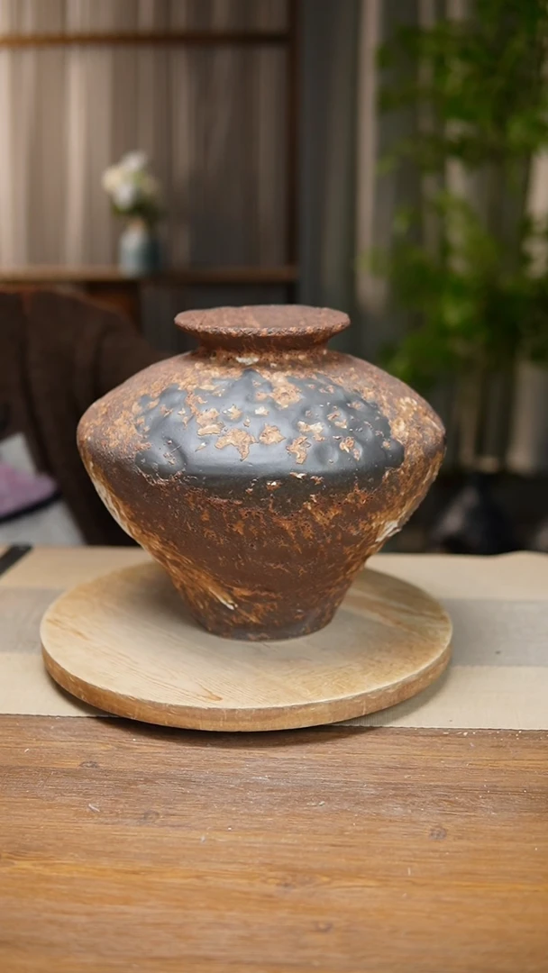 【闪购商品】陶瓷   花器诧寂棕大飞碟