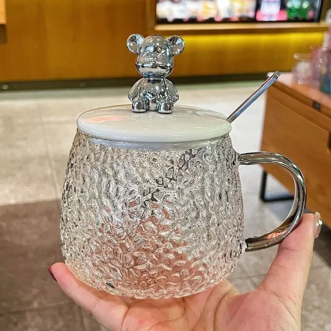 冰山锤纹小熊玻璃杯400ml*1个 Z-Z