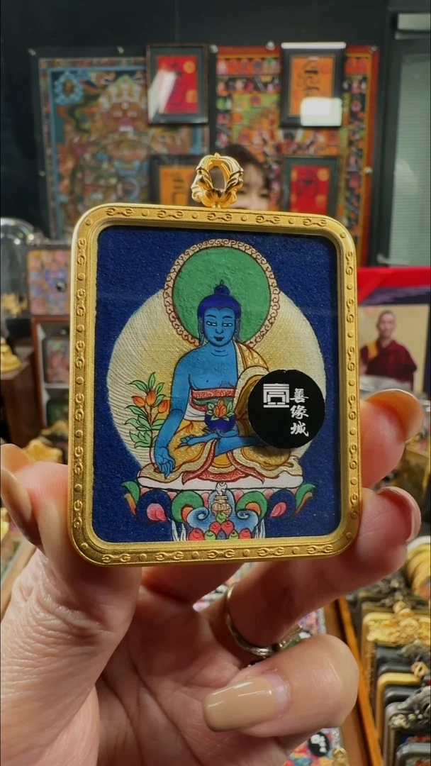 吊坠壹善缘城手绘唐卡药师