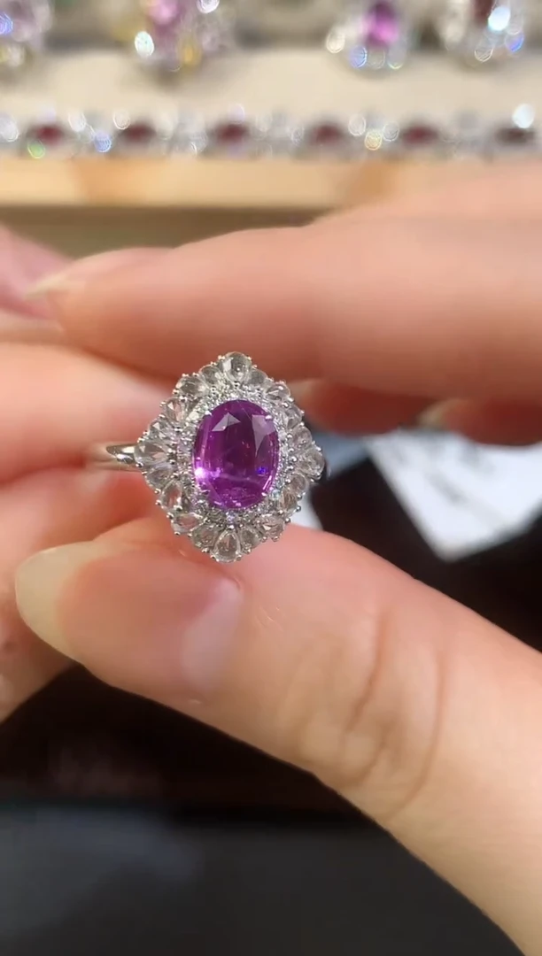 戒指彩色蓝宝石18K金镶嵌D203|9368