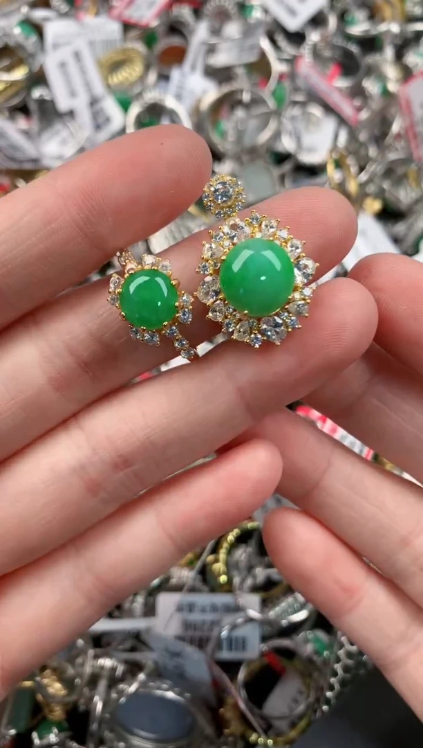 银S925镶嵌戒指翡翠222     1