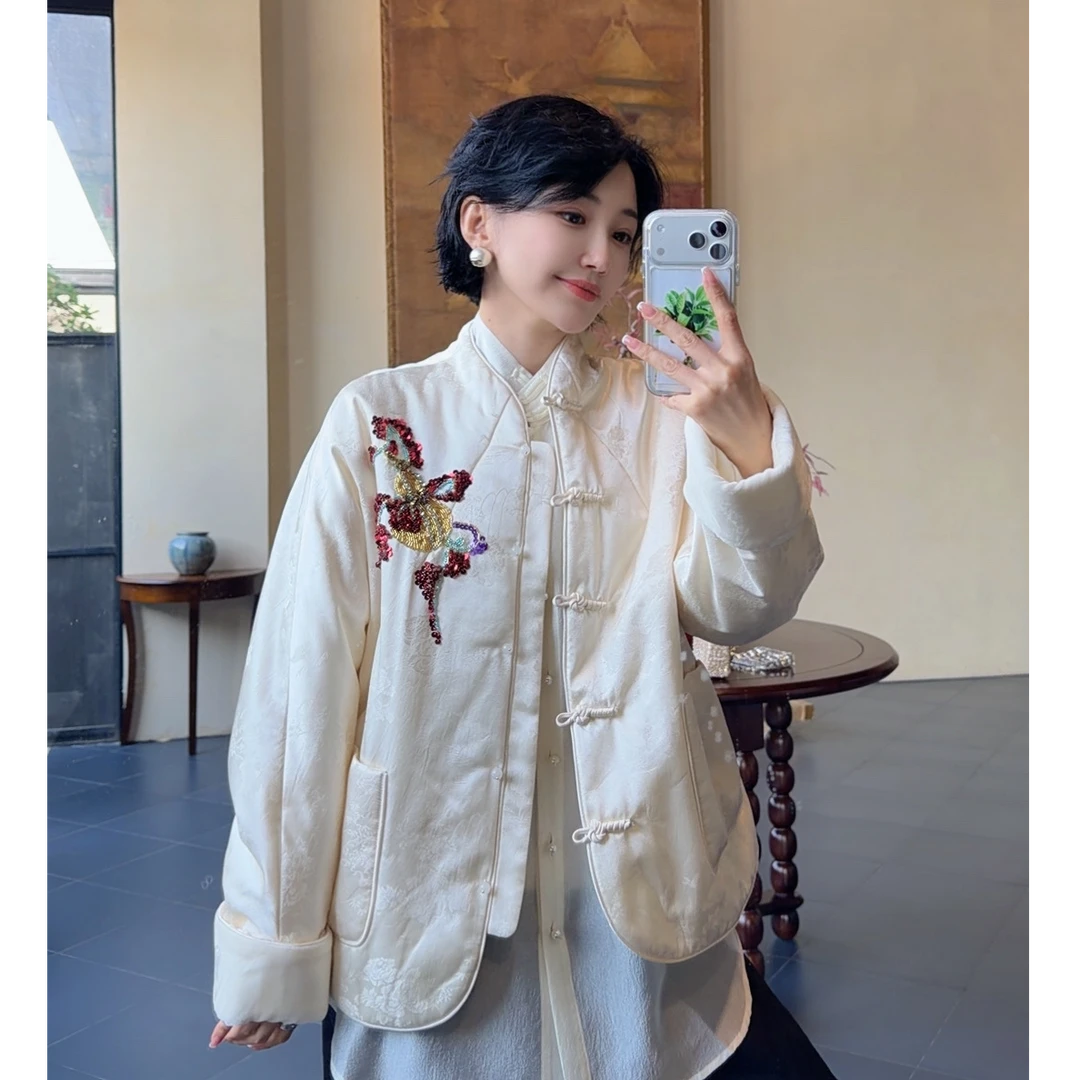 Betty Bairn【观山行芷】新中式醋酸盘扣气质加厚棉服25B-BW5510