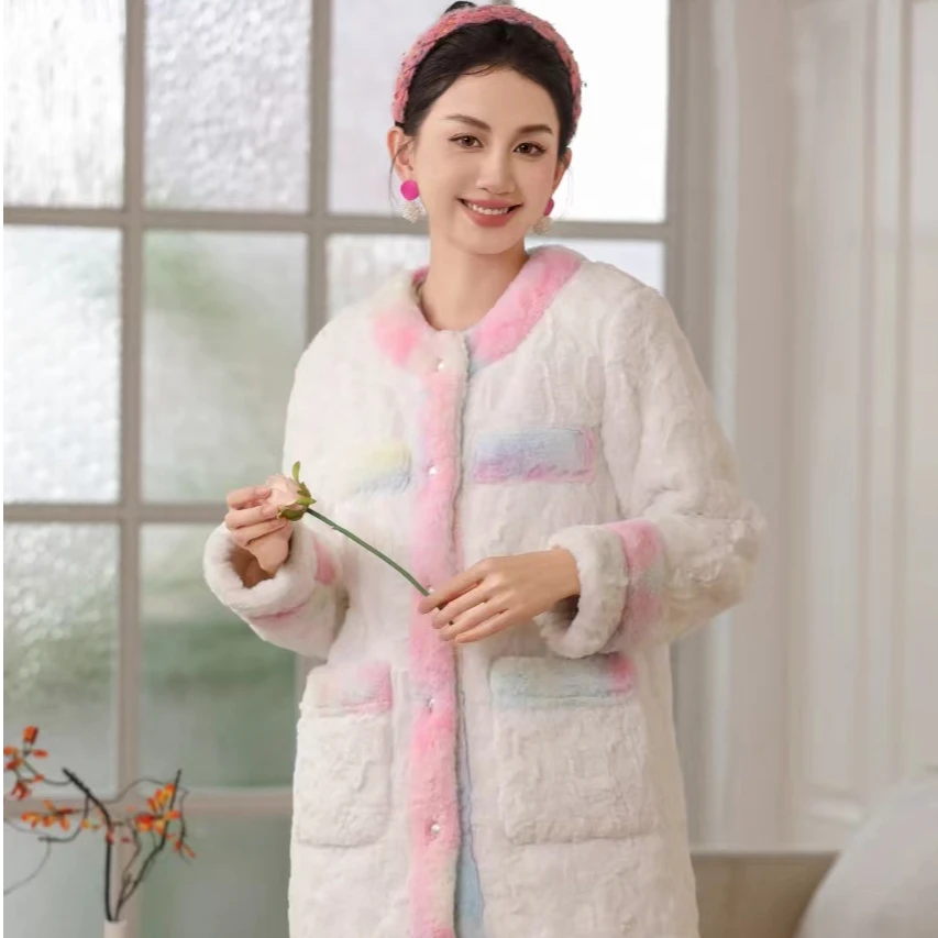 9001时尚保暖家居服套装可外穿高货女款睡衣休闲圆领设计