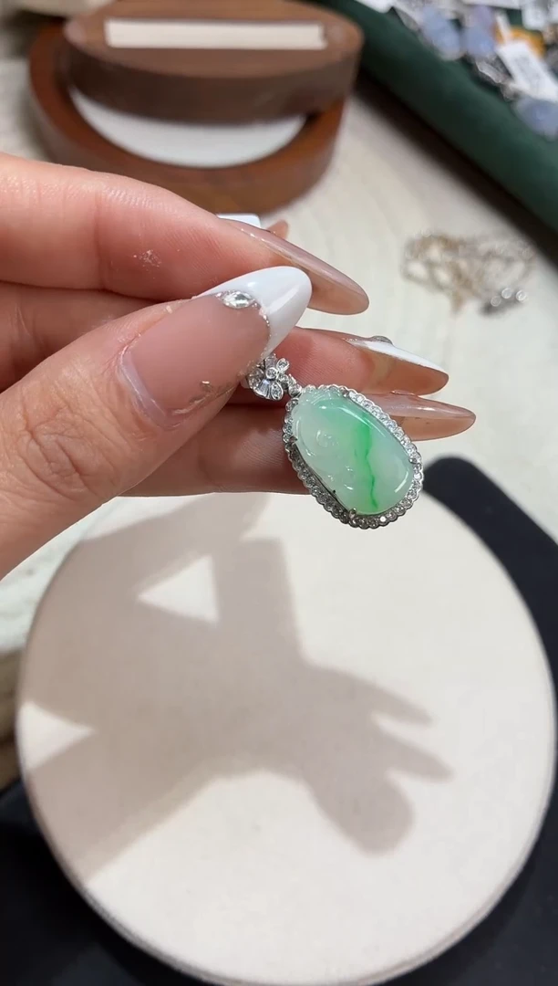 吊坠(不含链)银S925镶嵌翡翠【挽石珠宝】如意