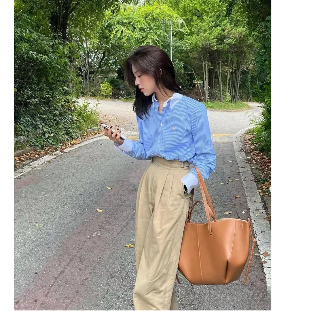 小众设计师牛皮手提包休闲通勤大容量包包