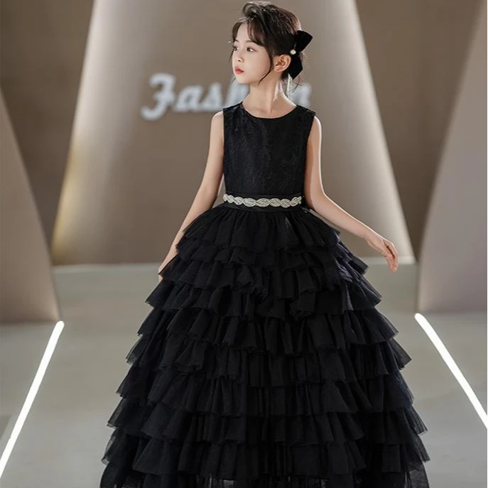 儿童礼服公主裙女童钢琴演奏服走秀蓬蓬裙花童生日宴蛋糕裙小女孩