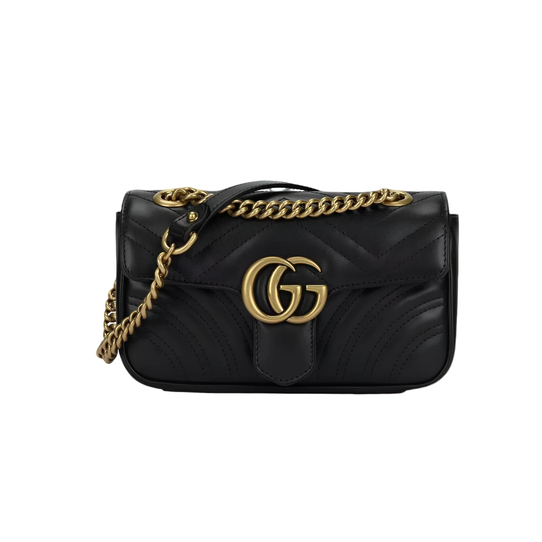 99新 GUCCI/古驰 【TVB识货】马蒙黑金22单肩斜跨包