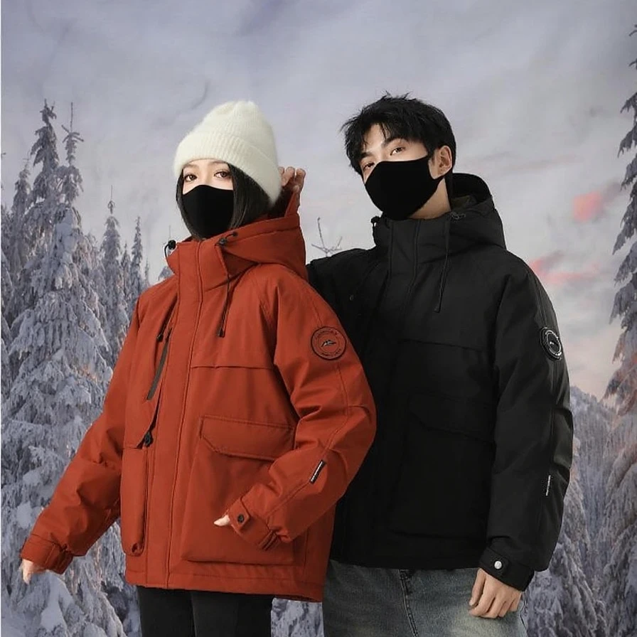 【大眼妹专属】冬季户外情侣款90白鸭绒男女同款连帽防风羽绒服B113