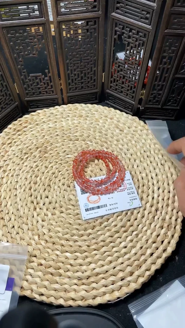 未镶嵌多圈南红玛瑙锦鲤冰飘花多圈5+mm