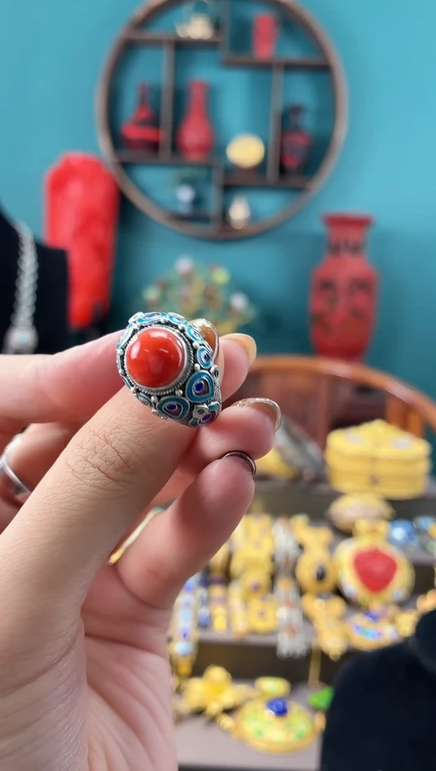 水*非遗手工花丝镶嵌戒指