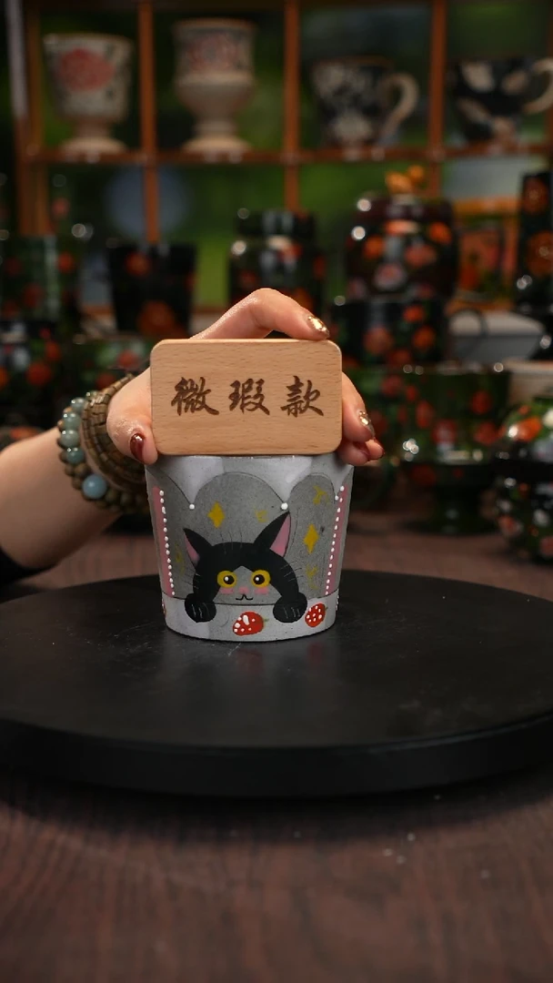 油画    手绘釉下彩杯子微瑕