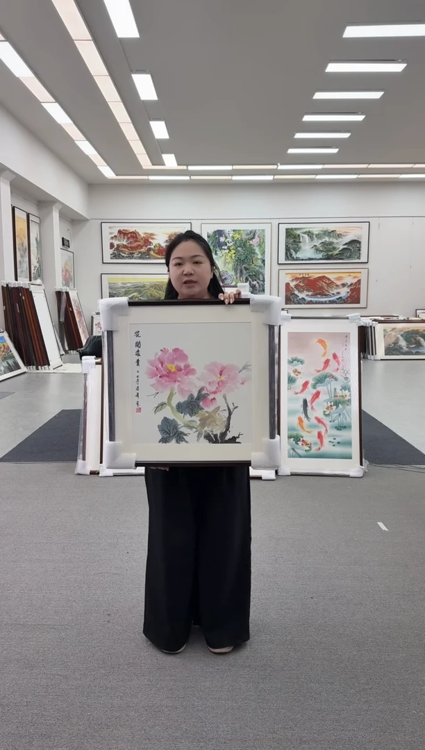 国画手绘  60*60  花开富贵