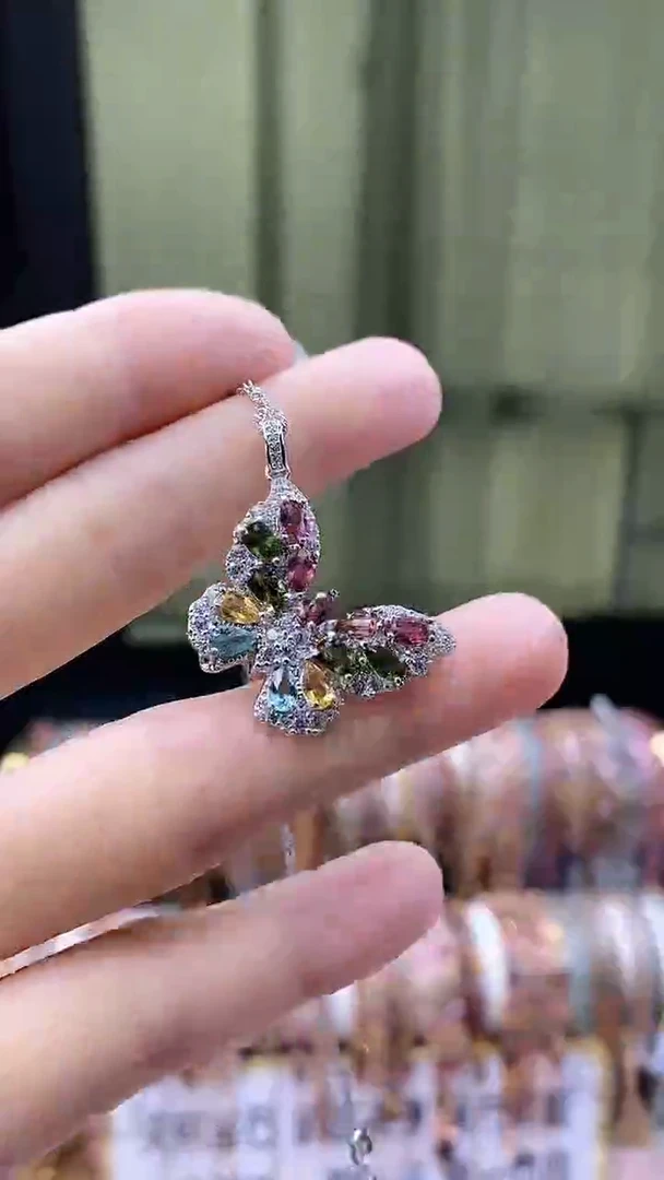 吊坠银S925镶嵌碧玺543543543545