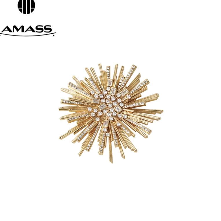 铜合金锆石胸针 【阿玛施AMASS】5900555复古质感铜合金锆石胸针