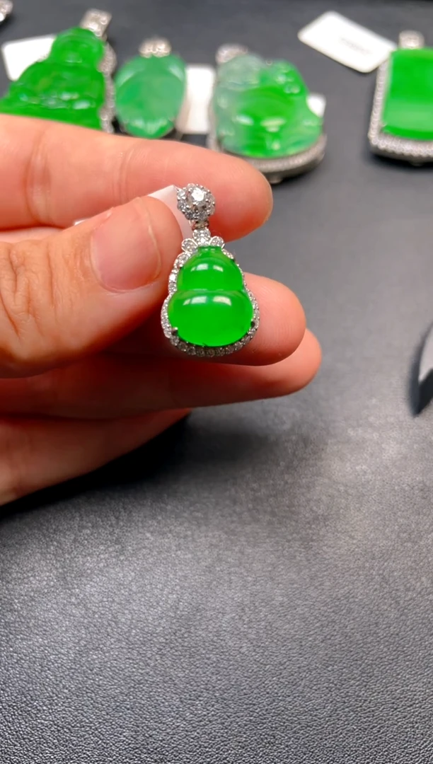 吊坠(不含链)银S925镶嵌翡翠吊坠