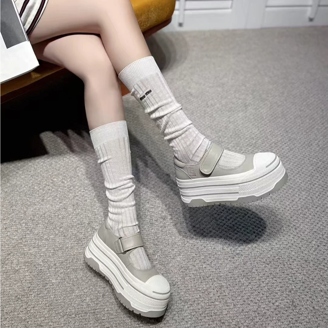 厚底玛丽珍女鞋百搭增高休闲鞋舒适透气运动小白鞋时尚潮流学院风