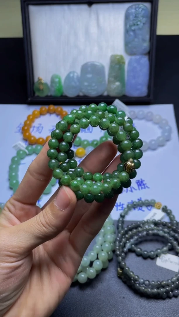 未镶嵌定制翡翠用****5珠串