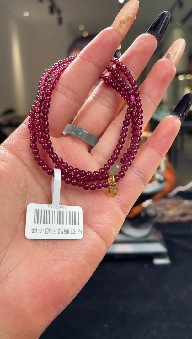 项链未镶嵌石榴石三圈链