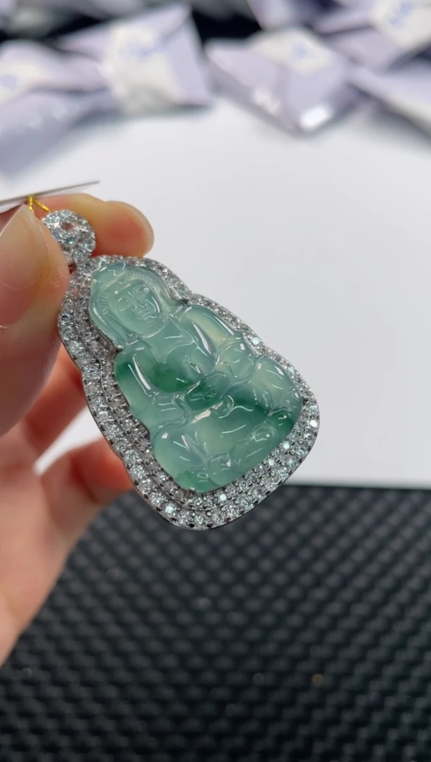 颈饰未镶嵌翡翠基地发货H 5196 观音