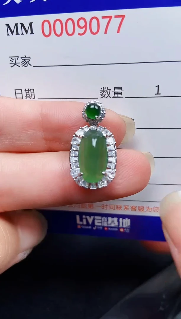 翡翠银S925镶嵌颈饰9077
