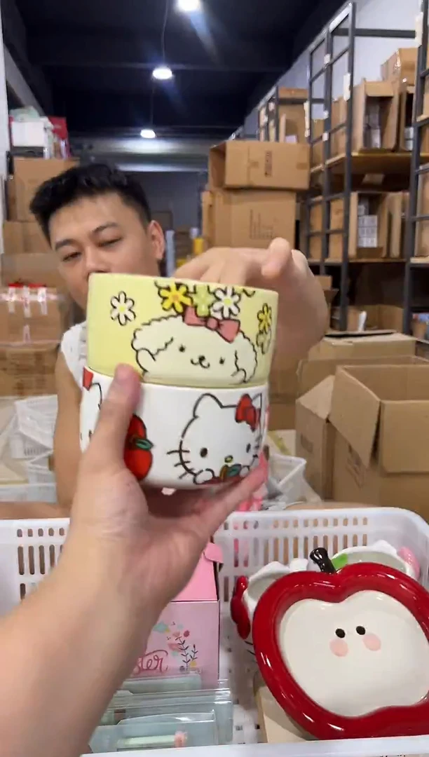 瓷片kt猫碗加布丁狗碗