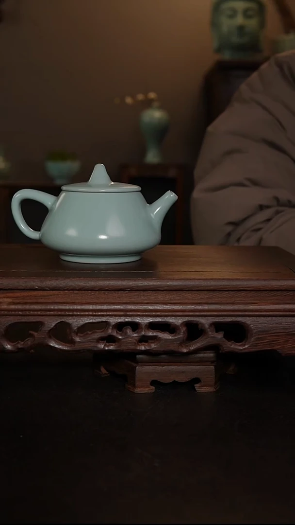 摆件瓷王国奇仿古釉手工石瓢壶