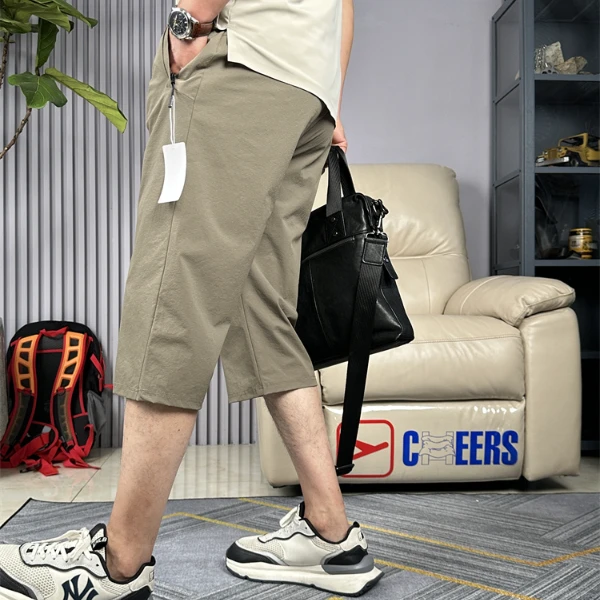 6908夏季运动休闲七分裤男士大码直筒薄款宽松弹力冰丝短裤