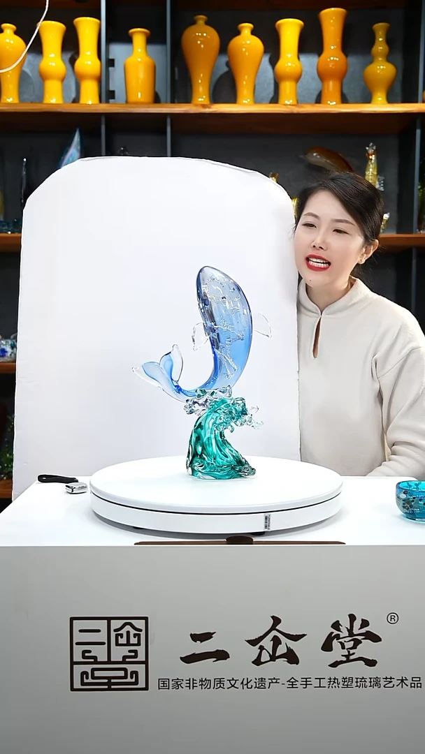 手工艺品琉璃蓝鲸