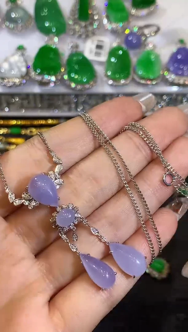 翡翠18K金镶嵌套链L多样性发其一